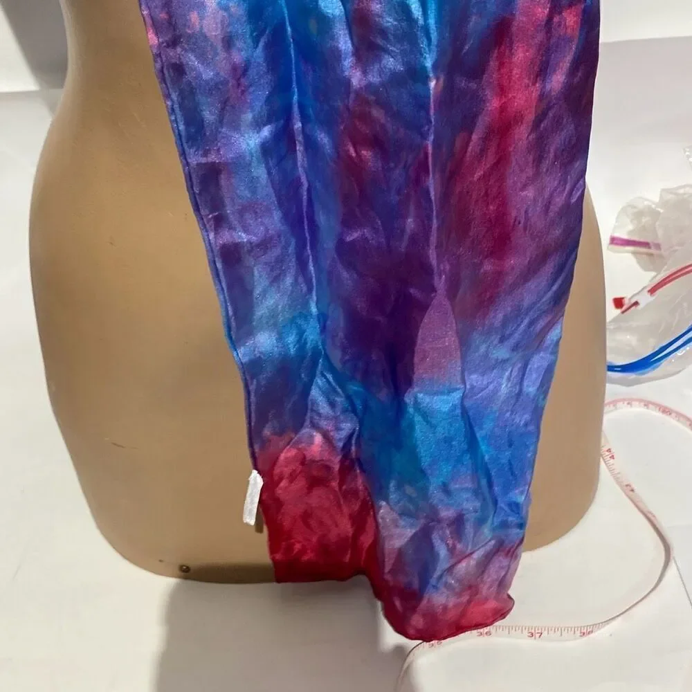 Women's Multicolor 100%‎ Silk Satin Hand Dye Wrap Scarf